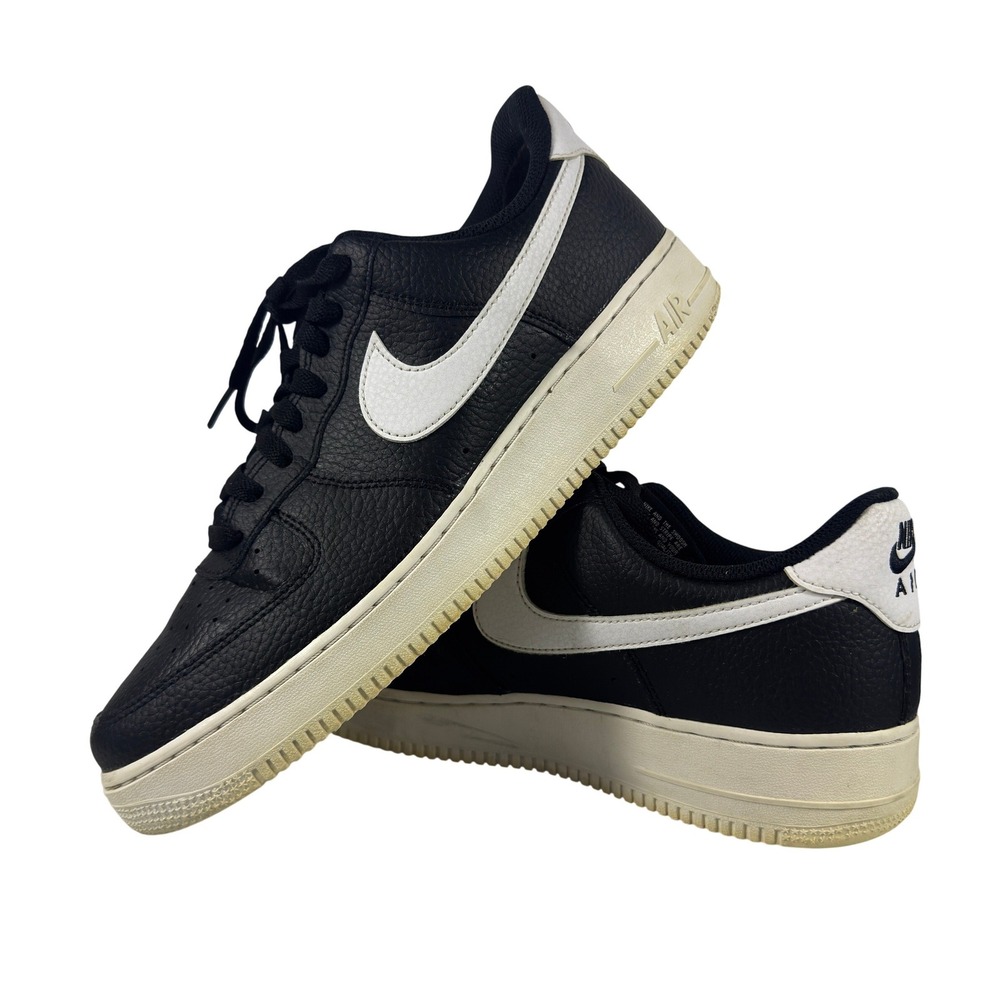 Nike Air Force 1 Low Men Sneakers Black White Leather Casual‎ Shoes Size 10